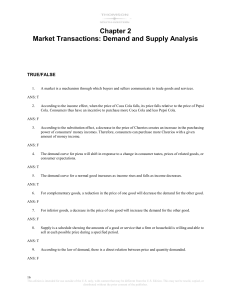 CHAPTER 2—MARKET TRANSACTIONS: DEMAND AND SUPPLY
