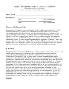 First Year Experience IRB Consent Form Template 2015