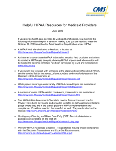 Medicaid Provider HIPAA Outreach.doc