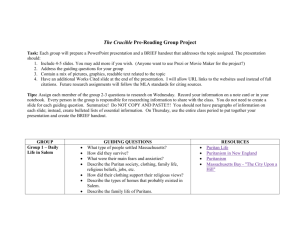 The Crucible Pre-Reading Group Project
