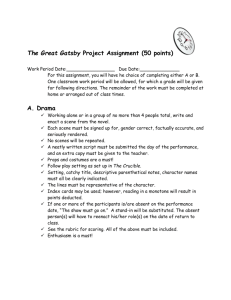 The Great Gatsby Project Assignment (50 points) Work Period Date