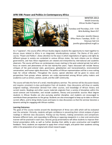 AFRI 598: Power and Politics in Contemporary