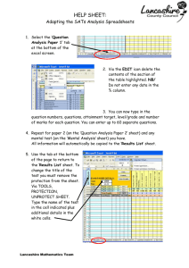 Help Sheet: Adapting the SATs Analysis Spreadsheets