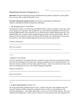 Point of View Worksheet #2