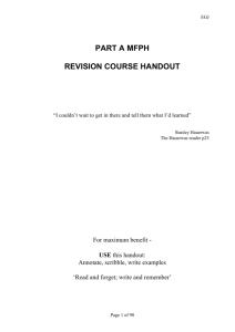Course notes: Part I MFPHM revision