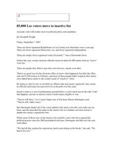 85000 Lee voters move to inactive list