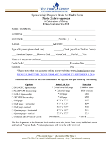 Ad Order Form - The Paul Center