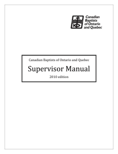 Supervisor manual - Canadian Baptists of Ontario and Quebec