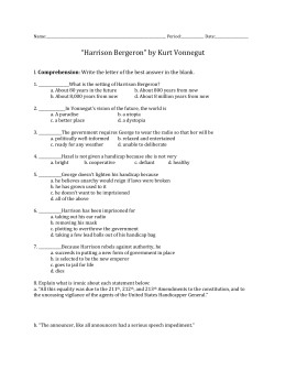 Harrison Bergeron Worksheet - Bluegreenish