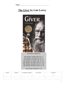 The Giver Pre-Reading Quiz