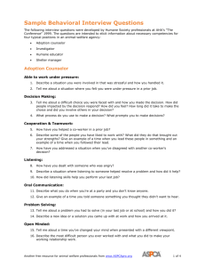 Sample Behavioral Interview Questions for Animal
