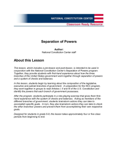 Separation of Powers: Grades 6 – 8 [.doc]