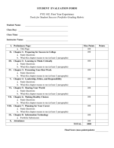 FYE 102 Student Evaluation Form