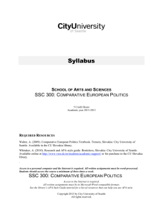 SSC 300 Comparative European Politics