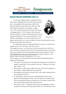 RALPH WALDO EMERSON Discussion Questions on "Nature"