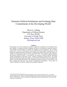 Domestic Political Institutions and Exchange Rate Regime Choice in