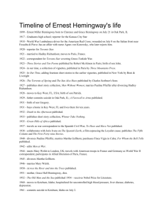 Timeline of Ernest Hemingway`s life