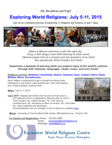 Exploring World Religions: July 5-11, 2015