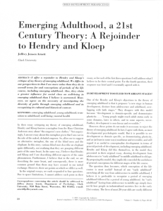 Emerging Adulthood, a 21st Century Theory: A Rejoinder to Hendry