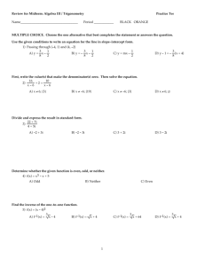 Review for Midterm: Algebra III / Trigonometry Practice Test