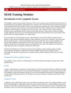 SEER Training Modules Introduction to the Lymphatic System