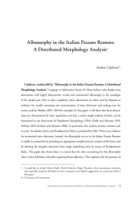 Allomorphy in the Italian Passato Remoto