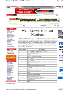 choose one Well-Known TCP Port Numbers