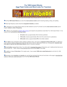 Fry 1000 Instant Words: Free Flash Cards and Word Lists For