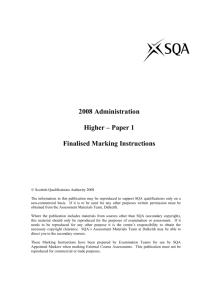 2008 Administration Higher – Paper 1 Finalised Marking Instructions