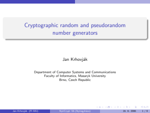 Cryptographic random and pseudorandom number generators