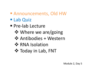 Announcements, Old HW Lab Quiz Pre-lab Lecture
