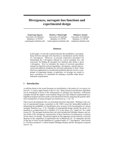 Divergences, surrogate loss functions and experimental design