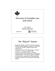 Overview of Canadian Law and Courts