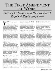 Recent Developments in the Free Speech Rights of Public Employees