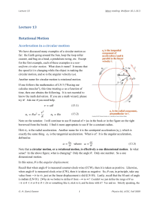Lecture 13 Rotational Motion - G.