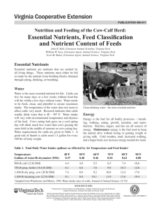 Essential Nutrients, Feed Classification and Nutrient