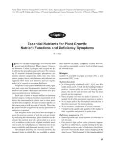 Essential nutrients for plant growth: Nutrient functions and deficiency
