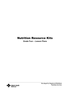 Nutrition Lesson Plan Grade 4