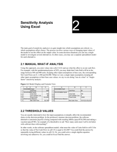 Sensitivity Analysis Using Excel - TreePlan