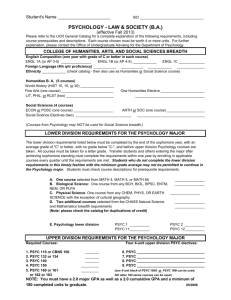 Requirement Worksheet - CHASS Student Academic Affairs