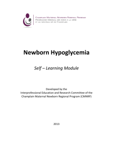 Newborn Hypoglycemia - Champlain Maternal Newborn Regional