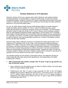 Position Statement on ATV Operation