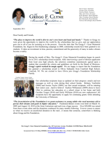 August, 2011 Newsletter - The Gregg F. Clyne Memorial Foundation