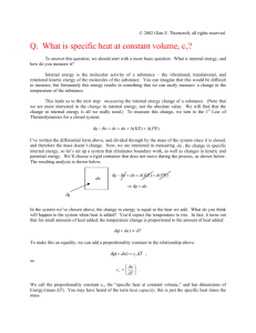 Q. What is specific heat at constant volume, cv? What does cv mean