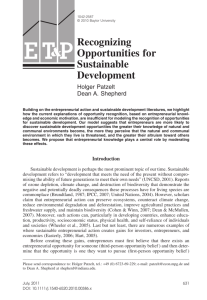 Recognizing Opportunities for Sustainable Development