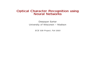Optical Character Recognition using Neural Networks