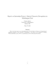 Report on Internship Project: Optical Character Recognition in