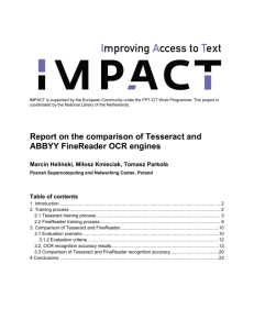 IMPACT Report on the comparison of Tesseract and ABBYY