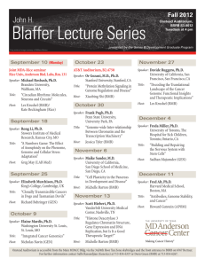 Blaffer Lecture Series - MD Anderson Cancer Center