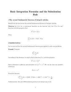 Basic Integration Formulas and the Substitution Rule